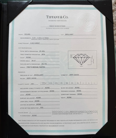 Tiffany & Co Engagement Ring 0.60 Ct
