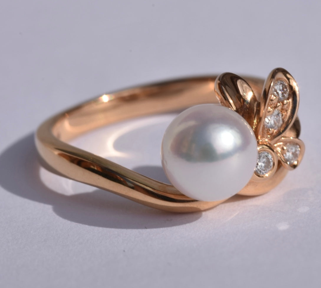 Mikimoto Dandelion Pearl & Diamond Ring 18k