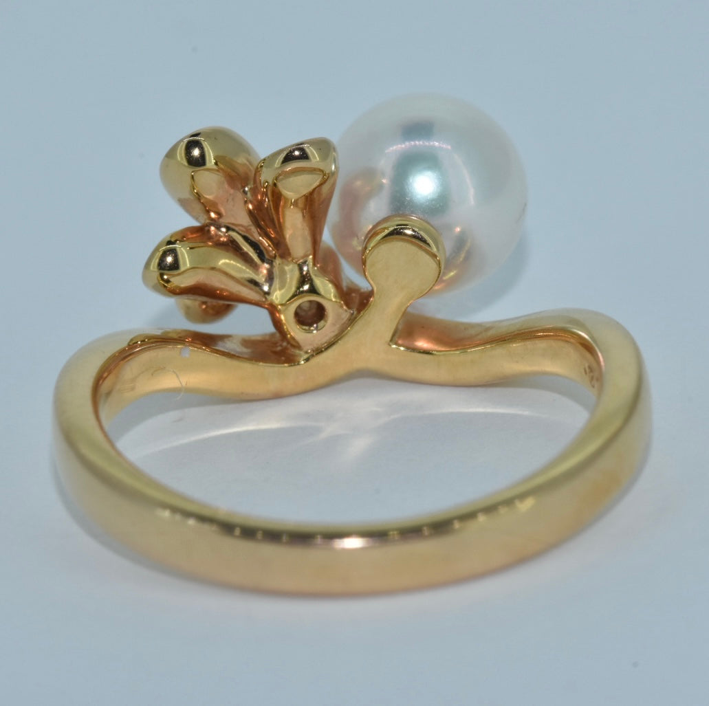 Mikimoto Dandelion Pearl & Diamond Ring 18k