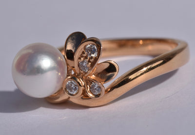 Mikimoto Dandelion Pearl & Diamond Ring 18k