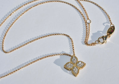Roberto Coin Princess Flower Diamond Necklace 18k