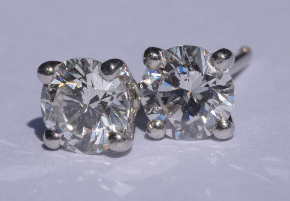 Diamond Solitaire Earrings 1.22 Ct