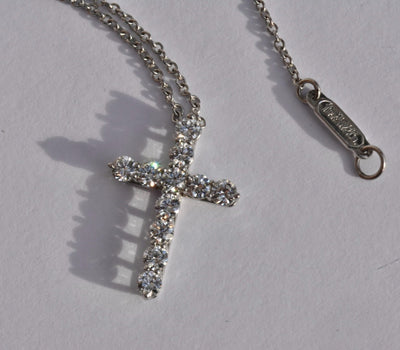 Tiffany & Co Platinum Diamond Cross Necklace
