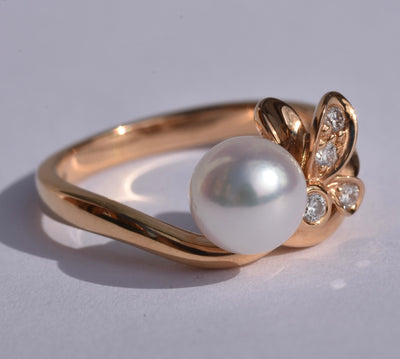 Mikimoto Dandelion Pearl & Diamond Ring 18k