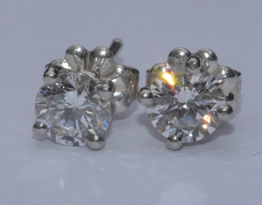 Diamond Solitaire Earrings 1.22 Ct