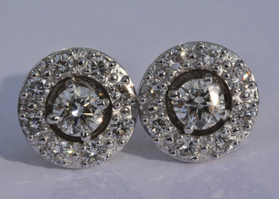 Diamond Halo Earrings 14k