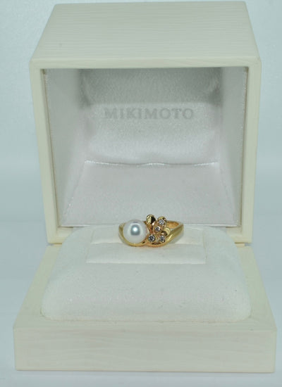 Mikimoto Dandelion Pearl & Diamond Ring 18k