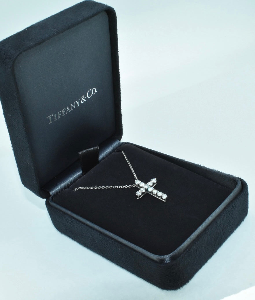 Tiffany & Co Platinum Diamond Cross Necklace