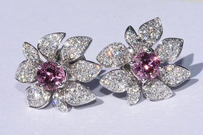 Gubelin Pink Sapphire & Diamond Earrings 18k